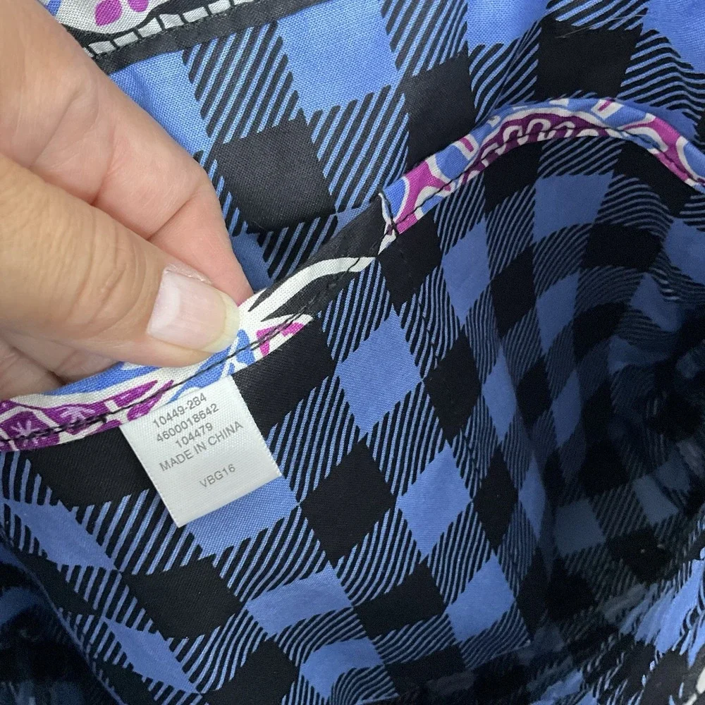 Vera Bradley Black‎ Floral Tote Handbag Checkered Inside Floral Toggle Closure